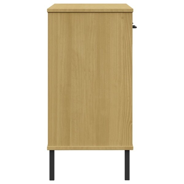 vidaXL Solid Wood Pine Console Cabinet with Metal Legs OSLO Table Multi Colors - 38.6