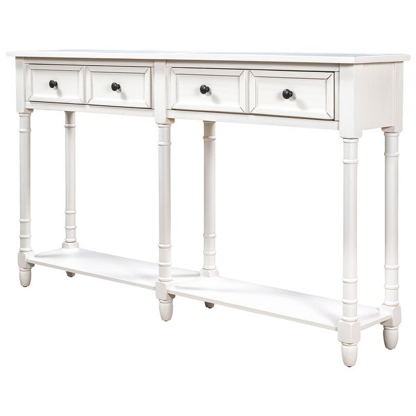 Console Table Sofa Table with Two Storage Drawers and Bottom Shelf for Living Room, Entryway