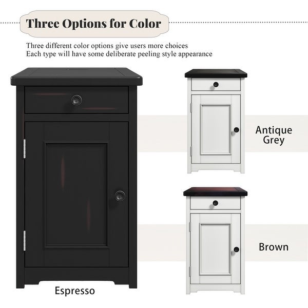Nightstand, Classic Livingroom End Table Side Table with USB Ports