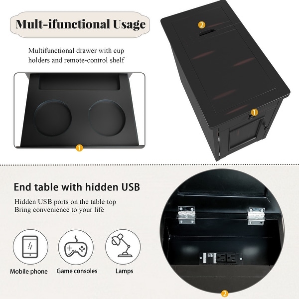 Retro Stylish Nightstand, Two tone Vintage Livingroom End Table Side Table for Living Room, Bedroom