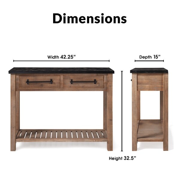 Eugene Rustic Wooden Console Table with 2 Drawers, Brown