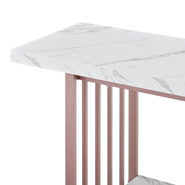63'' Console Table with 2 Shelves, Extra Long Entryway Table with Metal Frame