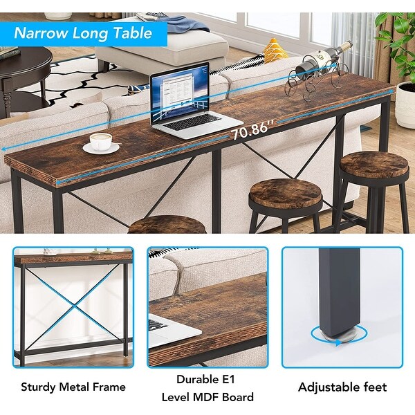 Narrow Entryway Table,Long Console Table,70.9 Inches Narrow Sofa Table,Rustic Wood Hallway Table for Entryway