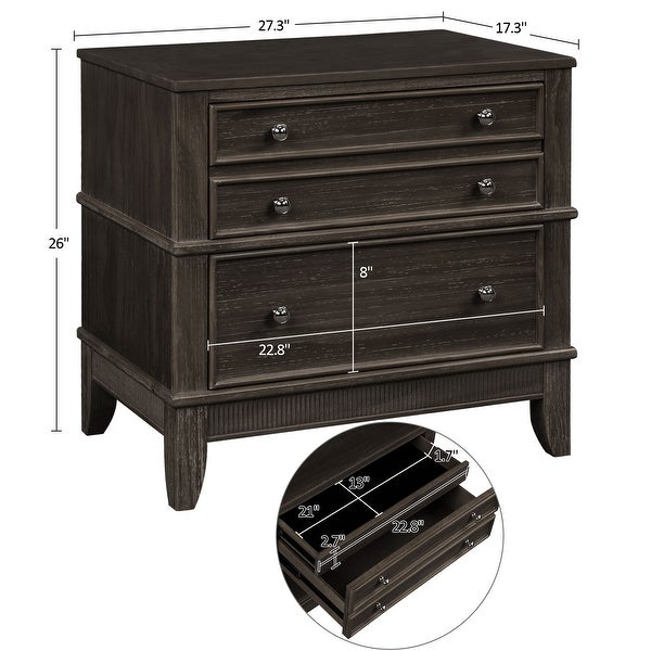 3 Drawer Nightstand, Coffee