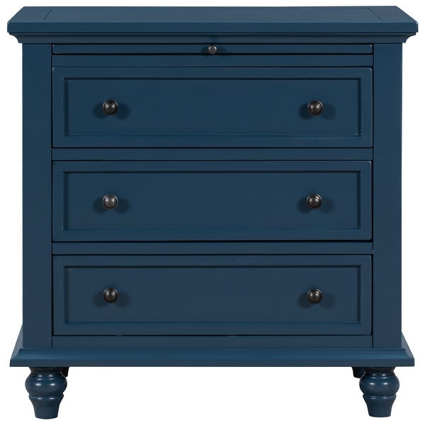 3 Drawer Storage Wood Cabinet, End Table with Pull out Tray for Entryway, Kitchen, Living Room