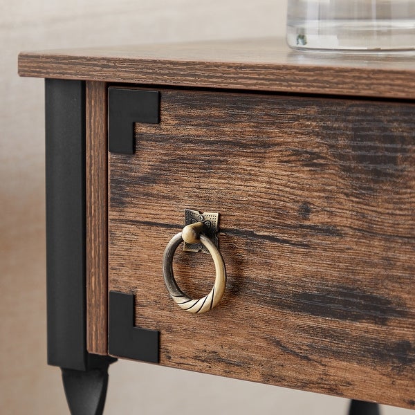 Taomika Nightstand with Drawer Modern End/Side Table, Rustic Brown, Set of 1/2/3