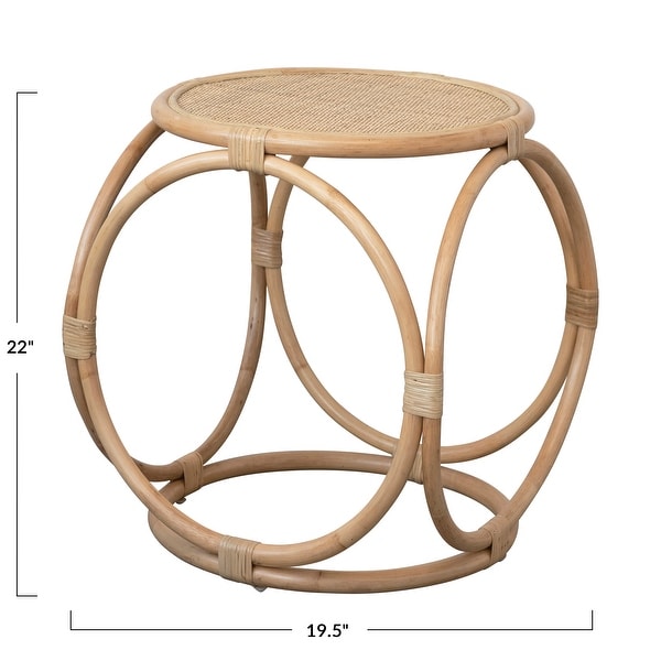 Handmade Rattan Side Table - 80% Rattan, 20% Plywood