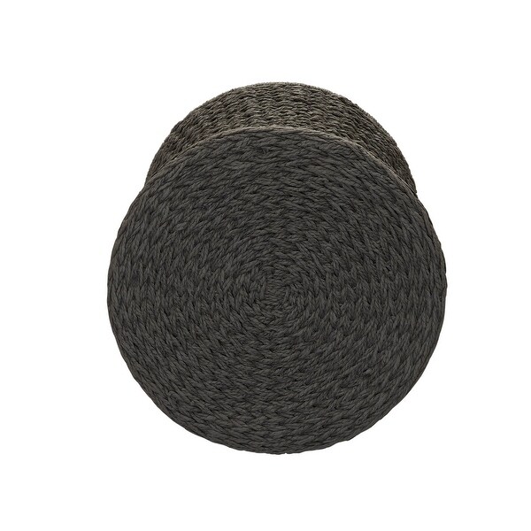 Handwoven Woven Paper Rope Woven Stool, Elegant Woven Braid with Sturdy Metal Frame, Beautiful Hourglass Profile, Multipurpose