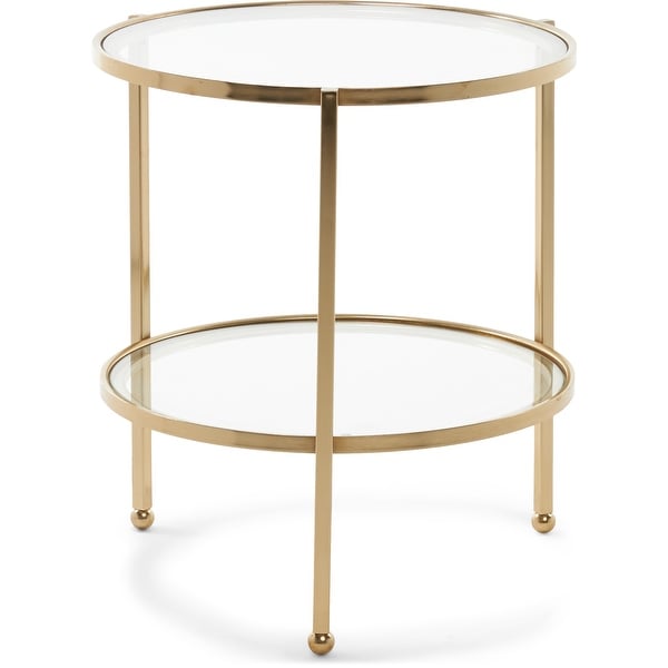 Adore Decor Addison Modern Glass and Metal Side Table, Decorative Small Accent for Living Room, 18