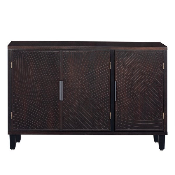 Accent Storage Sideboard with Antique Pattern Doors, Classic Wooden Console Cabinet for Hallway, Entryway, Living Room, Bedroom