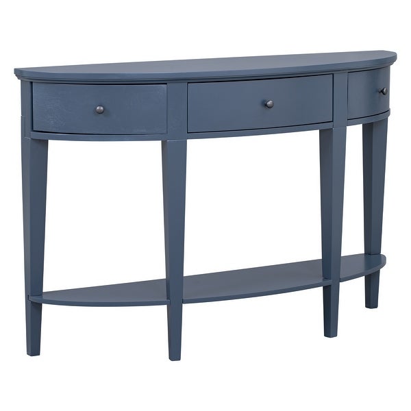 Modern and Minimalist Style Curved Console Table with 3 drawers and 1 Shelf, Sofa Table for Hallway, Entryway, Living Room, Bedroom