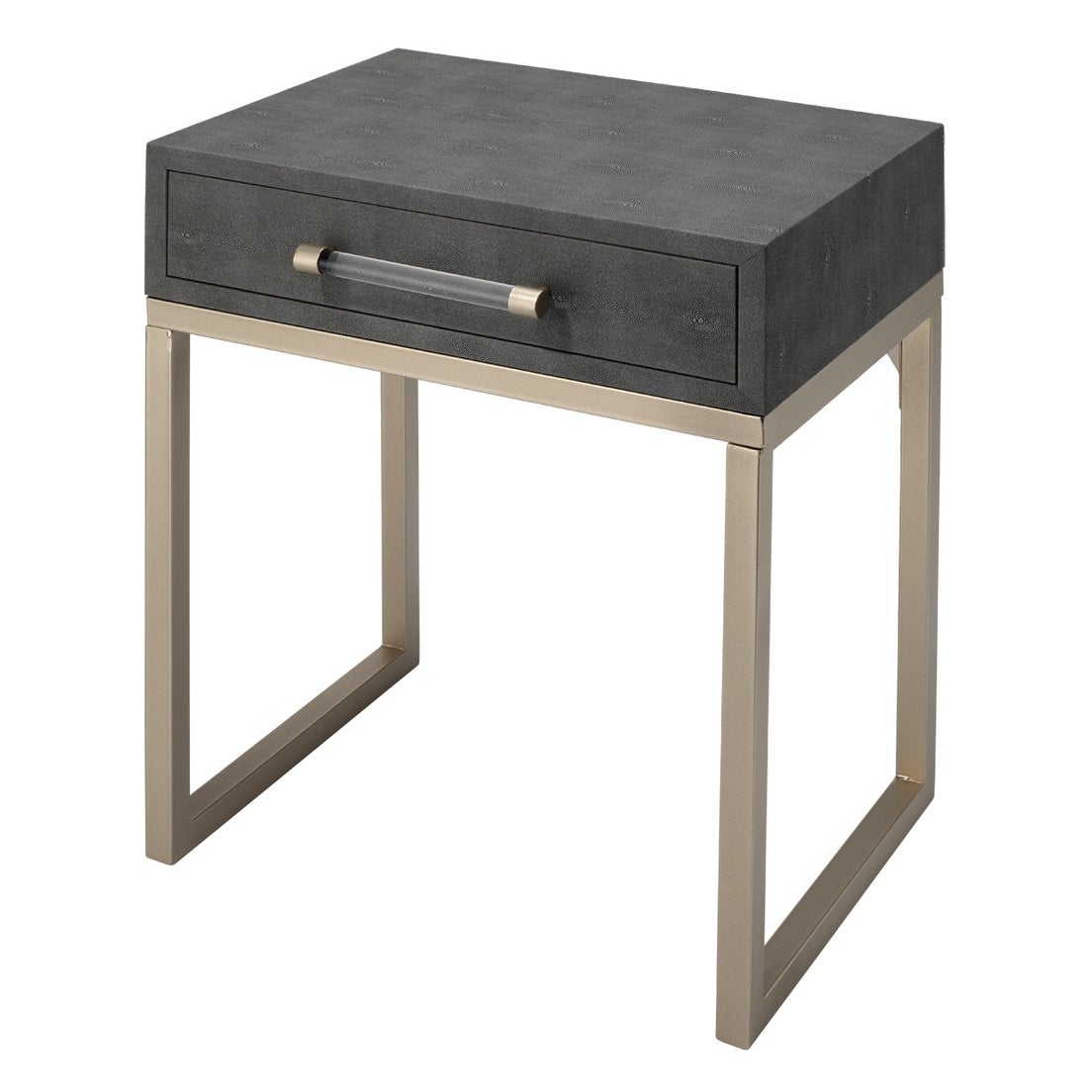 Alden Décor Brayden Faux Shagreen Side Table, Grey