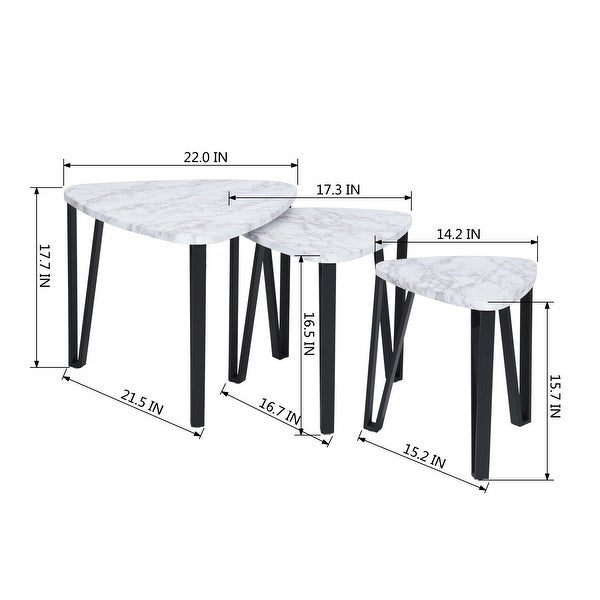 Stacking Side Table Set of 3, Nesting End Tables Snack Table