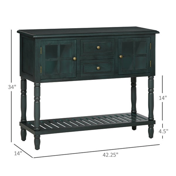 HOMCOM Vintage Console Table with 2 Drawers and Cabinets, Retro Sofa Table for Entryway, Living Room and Hallway