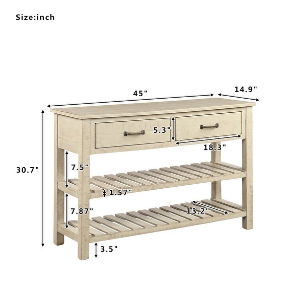 Retro Console Table for Entryway with Drawers and Shelf Living Room