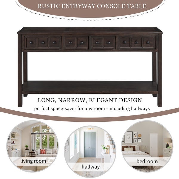 Rustic Entryway Console Table, Sofa Table with 2 Drawers and Shelf