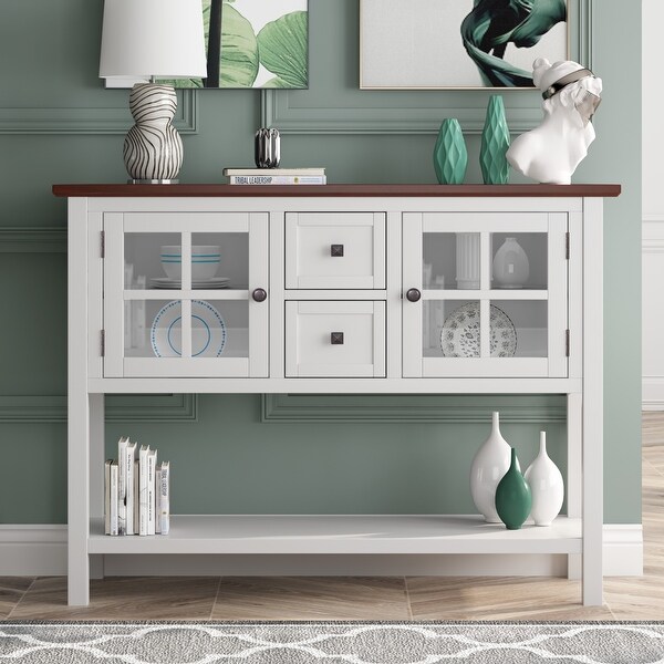Global Pronex 45'' Modern Console Table Sofa Table for Living Room with 2 Drawers, 2 Cabinets and 1 Shelf