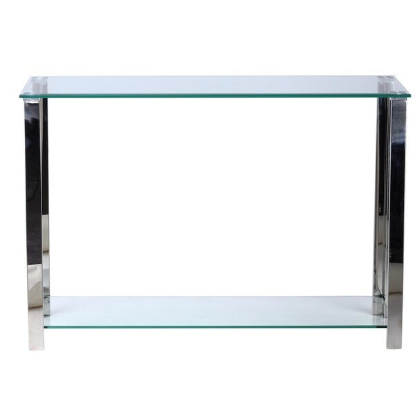 Cortesi Home Melissa Double Shelf Glass Console Table, 43