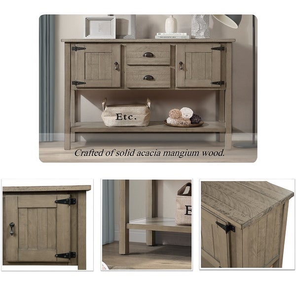 48'' Console Table with 2 Drawers, Cabinets and Bottom Shelf, Retro Style Storage Cabinet for Living Room