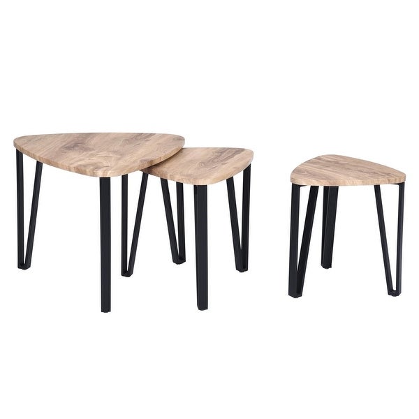 Nesting Coffee Tables,Stacking Side Tables with Metal Frame,Set of 3