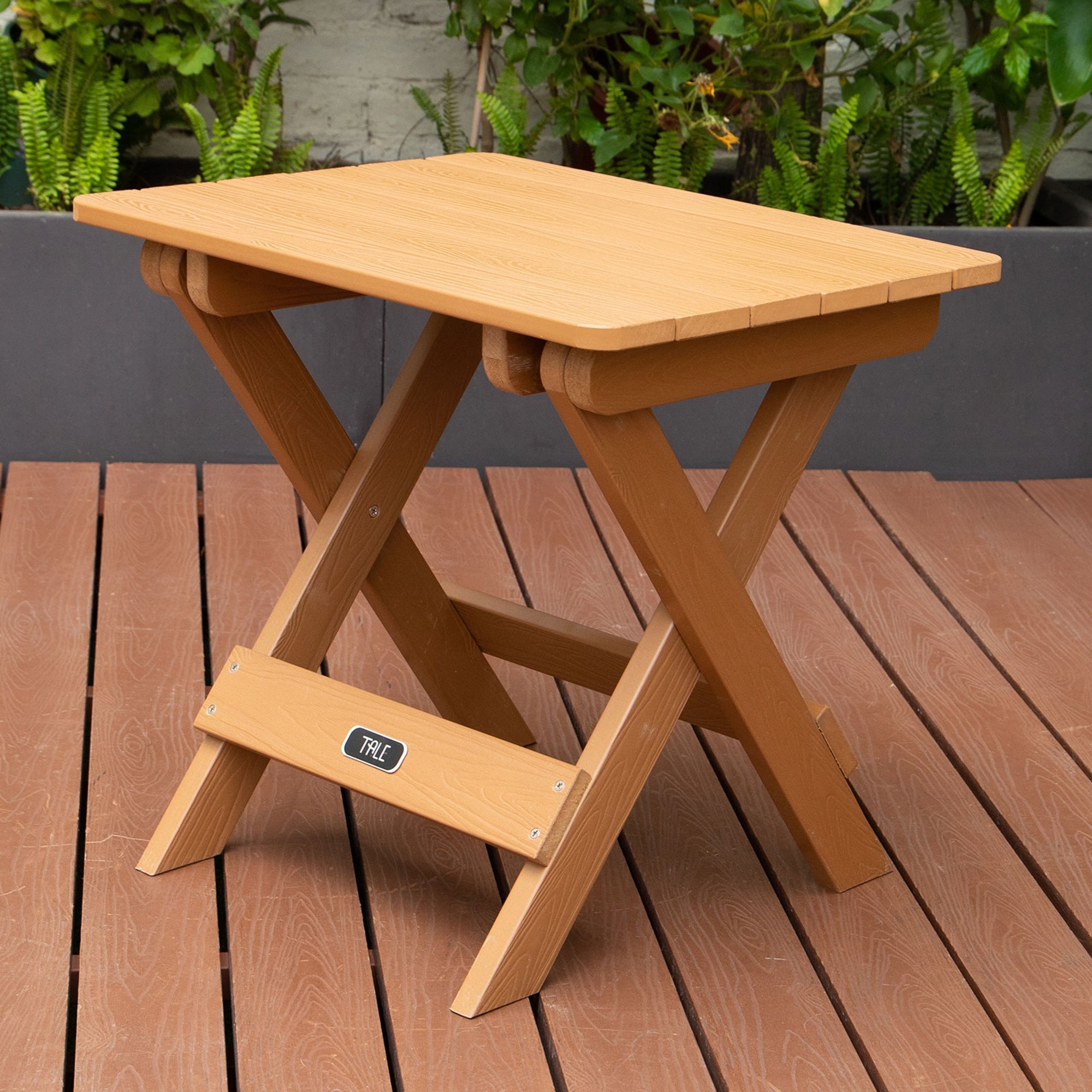 Portable Folding Side Table Square Fade-Resistant Wood Table