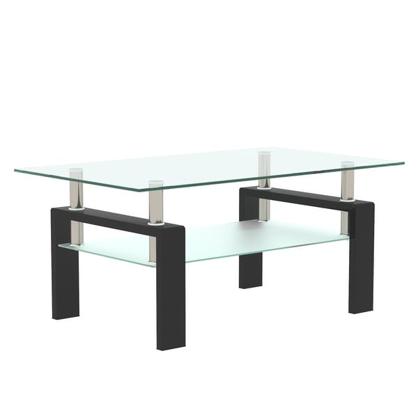 Rectangle Black Glass Coffee Table, Clear Coffee Table