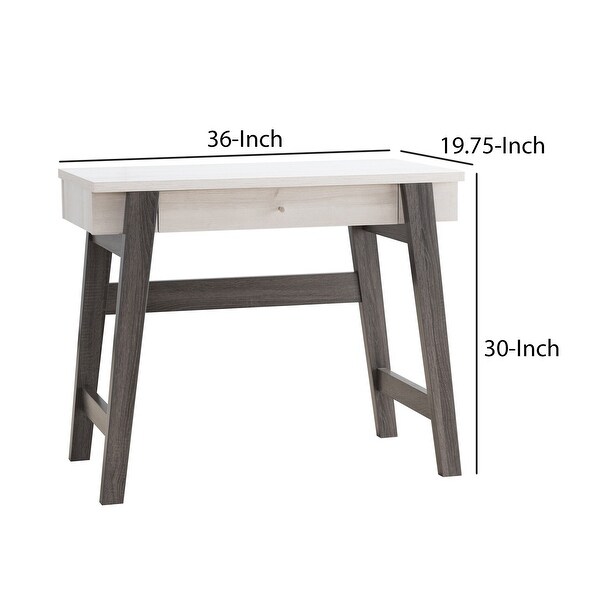 36 Inch Modern Console Sofa Side Table, 2 Tone Wood, White, Distressed Grey