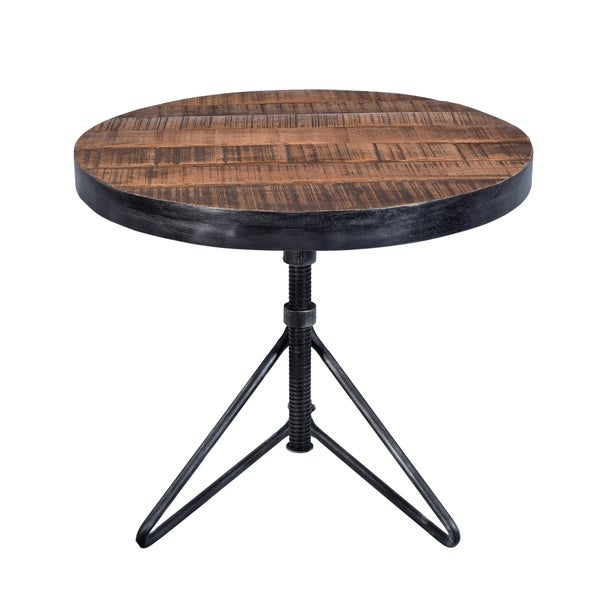 Somette Adjustable Round Accent Table, Braden Natural and Restoration - 24