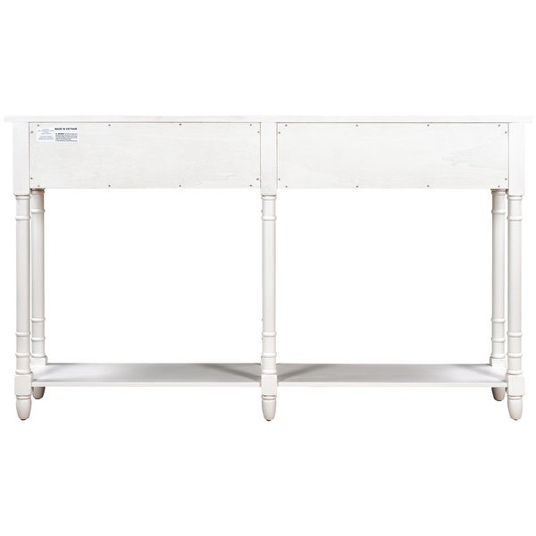 Classic Accent Console Table with 2 Storage Drawers, Bottom Shelf, Elegant Tapered Legs and Round Knobs Deco, Ivory