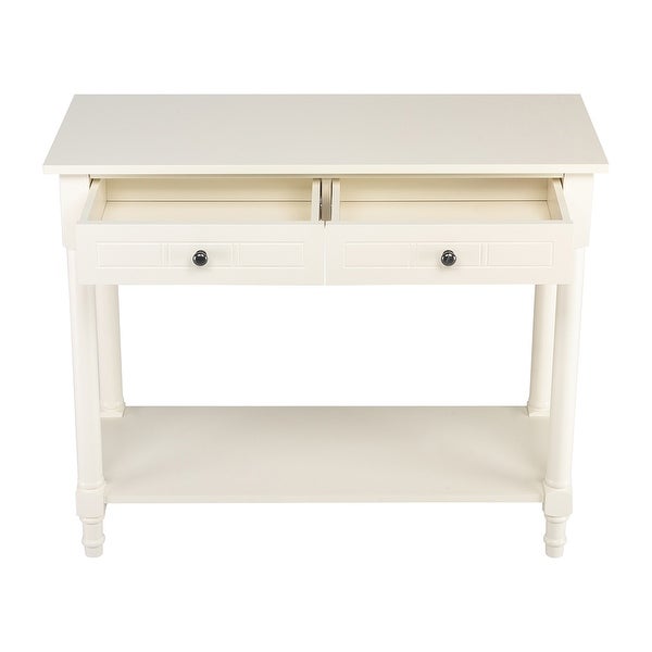 2-Tier Console Table with 2 Drawers, Sofa Table with Storage Shelves