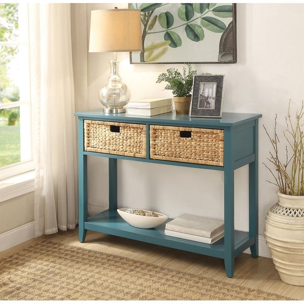 Modern Style Console Table, Sofa Table With 2 Baskets And Shelf