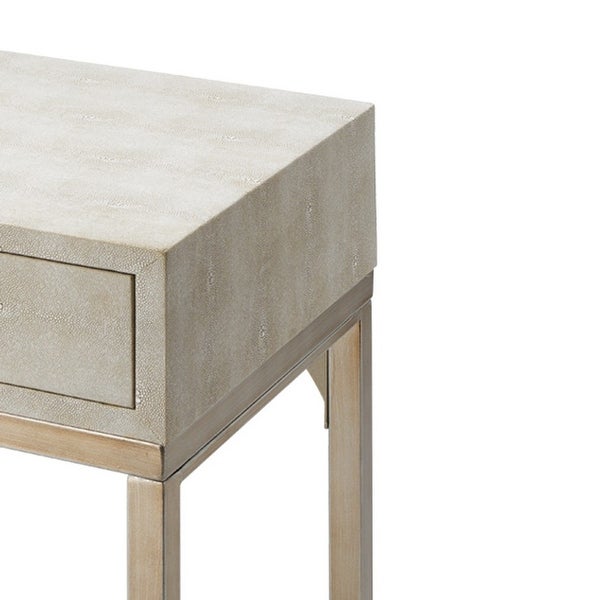Side Table with One Drawer and Metal Base, White