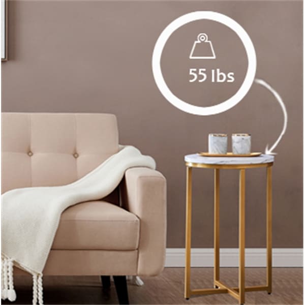 Side Table,End Table,Gold and White