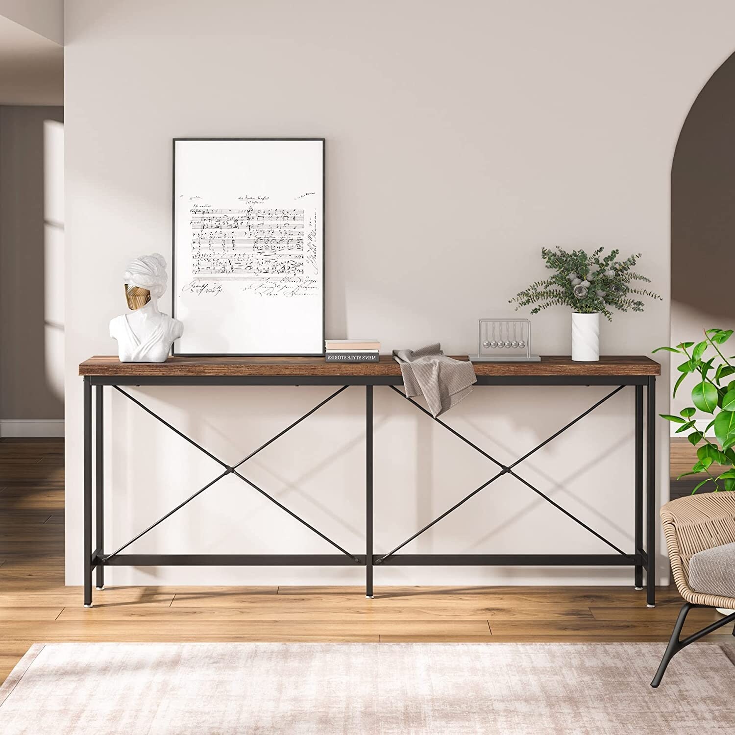 Narrow Entryway Table,Long Console Table,70.9 Inches Narrow Sofa Table,Rustic Wood Hallway Table for Entryway