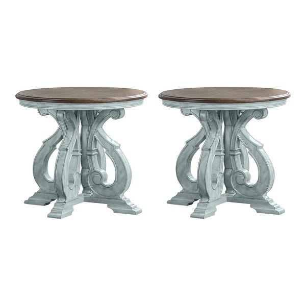 Furniture of America Roah Rustic 25-inch Scrolled Side Table (Set of 2)