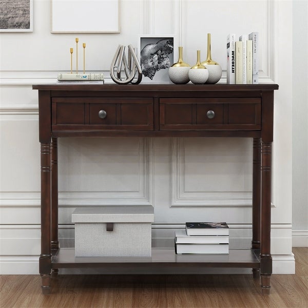 Traditional Leisure Area Sideboard,Console Table with 2 DrawersandShelf