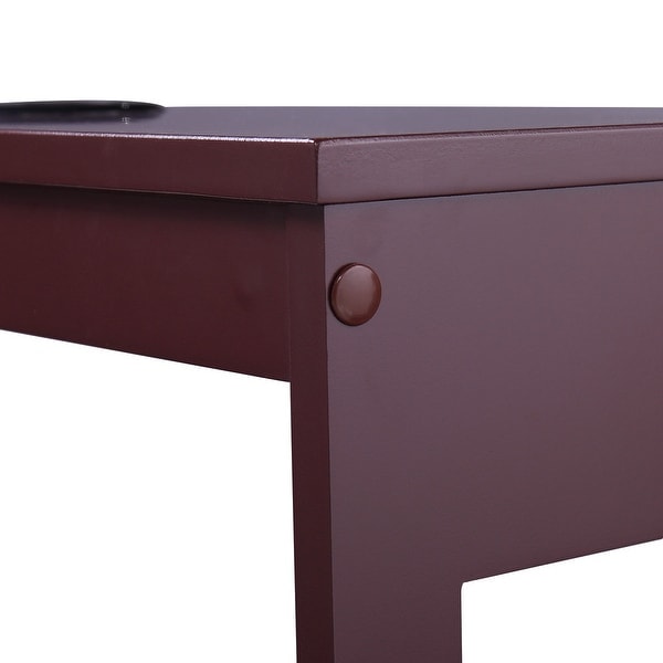 Narrow Side Table/Coffee Table with Storage Open Shelf,Cup Holders and USB Charging Station