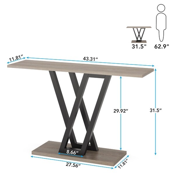 Console Sofa Table, Industrial Entryway Table for Hallway