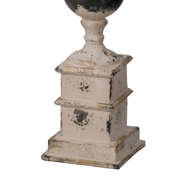 23 Inch Side Table, Round Wood Tabletop, Classic Pedestal, Vintage, Ivory
