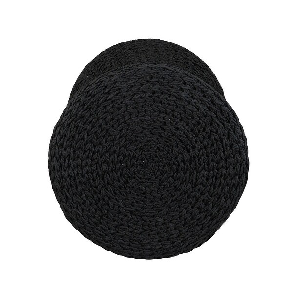 Handwoven Woven Paper Rope Woven Stool, Elegant Woven Braid with Sturdy Metal Frame, Beautiful Hourglass Profile, Multipurpose