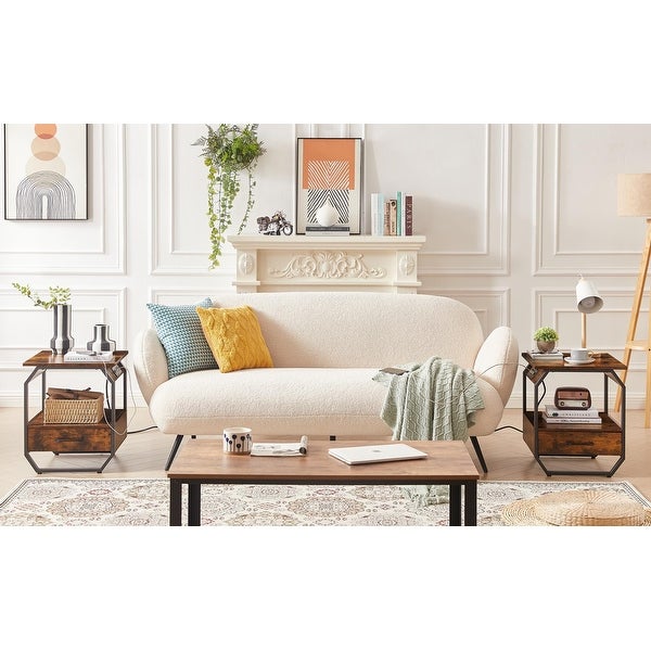 End Table/Side Table with Charging Station,Nightstand with 1 drawer