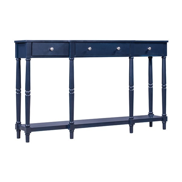 Solid Wood Console Table, Entryway Table with Storage Shelf and Drawer