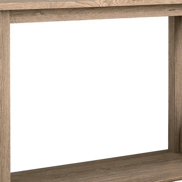 42 Inch Sofa Table, Crossbuck Side Accents, 1 Open Shelf, Rustic Brown