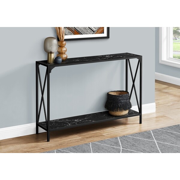 Accent Table, Console, Entryway, Narrow, Sofa, Living Room, Bedroom, Metal, Laminate, Marble Look, Contemporary, Modern