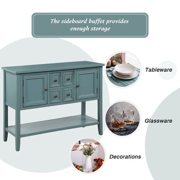 Table buffet sideboard Sofa table with storage drawers, cabinets and bottom shelf