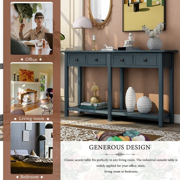 Brushed Texture Entryway Console Table with Drawer and Shelf, Espresso