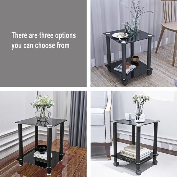 1-Piece Black Side Table , 2-Tier Space End Table ,Modern Night Stand, Sofa table, Side Table with Storage Shelve