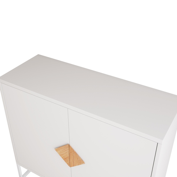 White Modern Sideboard,Kitchen Storage Cabinet with Metal Legs