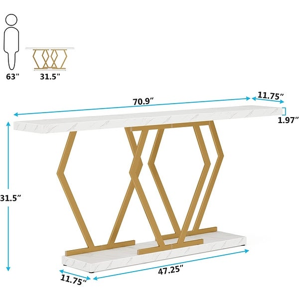 70.9 Inch Long Sofa Console Table for Entryway,Modern Hallway Accent Tables with Stylish Metal Legs