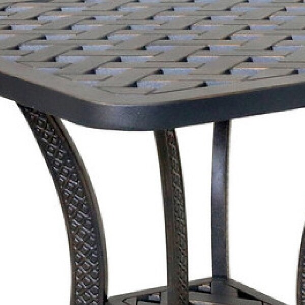 21 Inch Outdoor Patio Square Metal End Table, Bronze